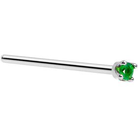 Solid 18K White Gold 1.5mm Genuine Emerald Nose Ring