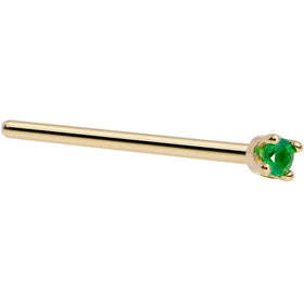 Solid 18K Yellow Gold 1.5mm Genuine Emerald Nose Ring