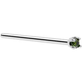 Solid 18K White Gold 1.5mm Genuine Green Diamond Nose Ring