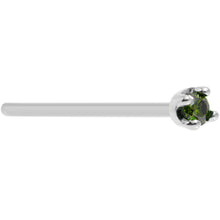 Solid 18K White Gold 1.5mm Genuine Green Diamond Nose Ring