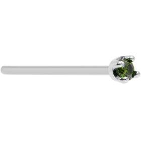 Solid 18K White Gold 1.5mm Genuine Green Diamond Nose Ring