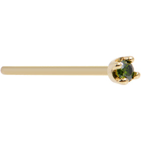 Solid 18K Yellow Gold 1.5mm Genuine Green Diamond Nose Ring