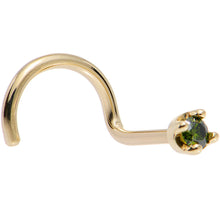Solid 18K Yellow Gold 1.5mm Genuine Green Diamond Nose Ring