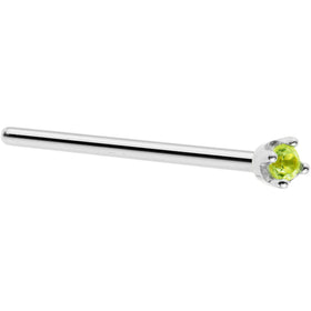 Solid 18K White Gold 1.5mm Genuine Peridot Nose Ring