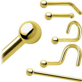 Solid 14K Yellow Gold 1.5mm Ball Nose Ring