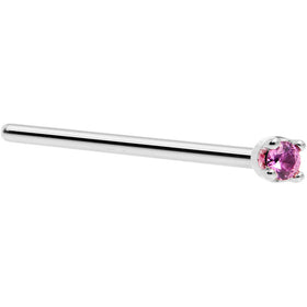 Solid 18K White Gold 1.5mm Genuine Pink Sapphire Nose Ring