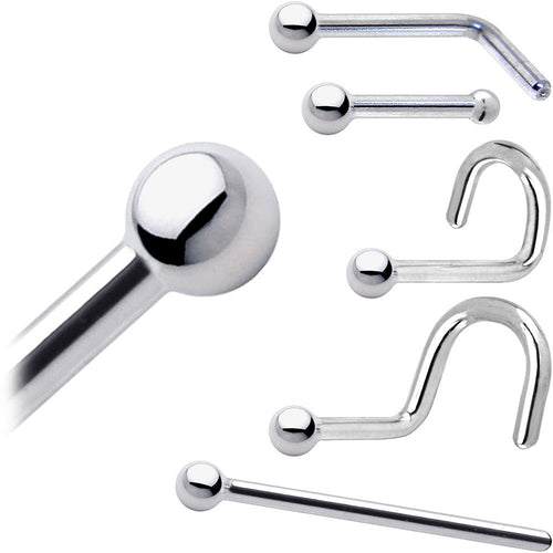 Platinum 1.5mm Ball Nose Ring