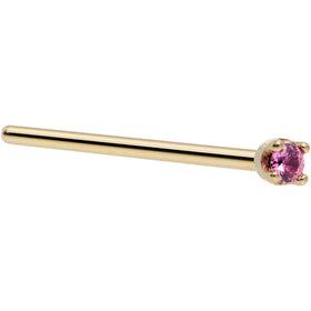 Solid 14K Yellow Gold 1.5mm Genuine Pink Sapphire Nose Ring