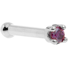Solid 18K White Gold 1.5mm Genuine Purple Diamond Nose Ring