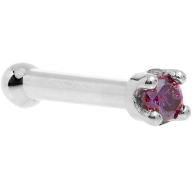 Solid 18K White Gold 1.5mm Genuine Purple Diamond Nose Ring