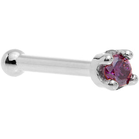 Solid 18K White Gold 1.5mm Genuine Purple Diamond Nose Ring