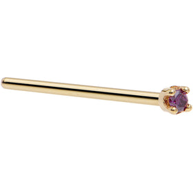 Solid 18K Yellow Gold 1.5mm Genuine Purple Diamond Nose Ring