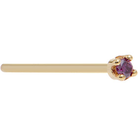 Solid 18K Yellow Gold 1.5mm Genuine Purple Diamond Nose Ring