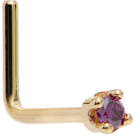 Solid 18K Yellow Gold 1.5mm Genuine Purple Diamond Nose Ring
