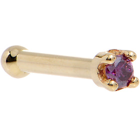 Solid 18K Yellow Gold 1.5mm Genuine Purple Diamond Nose Ring