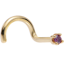 Solid 18K Yellow Gold 1.5mm Genuine Purple Diamond Nose Ring
