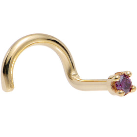 Solid 18K Yellow Gold 1.5mm Genuine Purple Diamond Nose Ring
