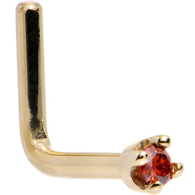 Solid 18K Yellow Gold 1.5mm Genuine Red Diamond Nose Ring