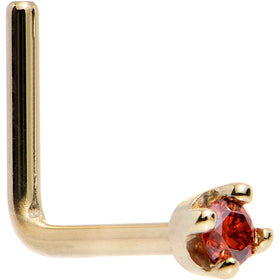 Solid 18K Yellow Gold 1.5mm Genuine Red Diamond Nose Ring