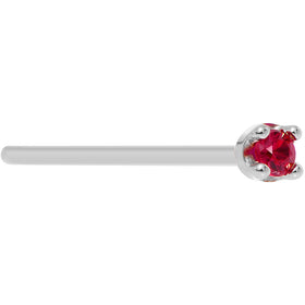 Solid 18K White Gold 1.5mm Diamond Cut Genuine Ruby Nose Ring