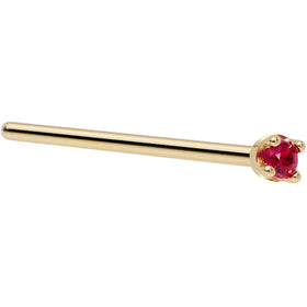 Solid 18K Yellow Gold 1.5mm Diamond Cut Genuine Ruby Nose Ring