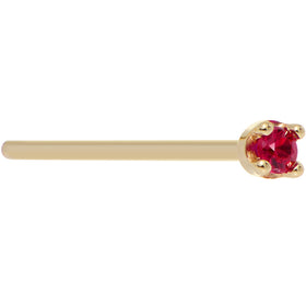 Solid 18K Yellow Gold 1.5mm Diamond Cut Genuine Ruby Nose Ring