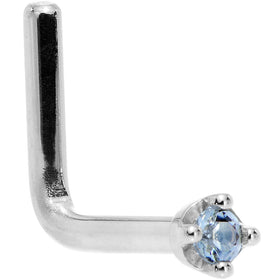 Solid 18K White Gold 1.5mm Genuine Topaz Nose Ring
