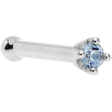 Solid 18K White Gold 1.5mm Genuine Topaz Nose Ring