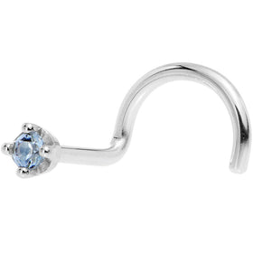 Solid 18K White Gold 1.5mm Genuine Topaz Nose Ring