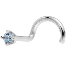 Solid 18K White Gold 1.5mm Genuine Topaz Nose Ring