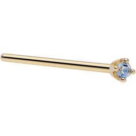 Solid 18K Yellow Gold 1.5mm Genuine Topaz Nose Ring