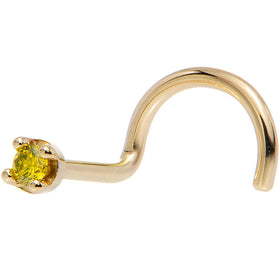 Solid 18K Yellow Gold 1.5mm Genuine Yellow Diamond Nose Ring