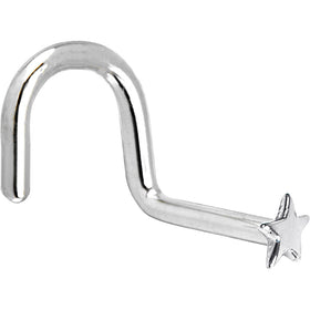 Solid 14K White Gold Star Nose Ring
