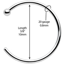 20G 3/8 Solid 18K White Gold Nose Hoop
