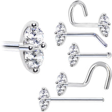 14k White Gold Clear 1.5mm CZ Marquise Nose Ring