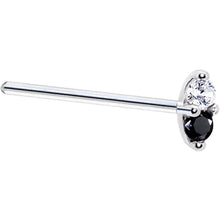 14k White Gold Black 1.5mm CZ Marquise Nose Ring