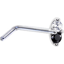 14k White Gold Black 1.5mm CZ Marquise Nose Ring