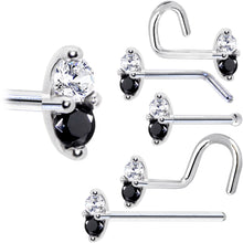 14k White Gold Black 1.5mm CZ Marquise Nose Ring