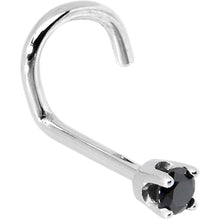 Solid 14K White Gold 2mm Black Cubic Zirconia Nose Ring