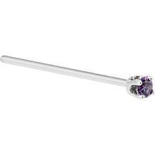 Solid 14K White Gold 2mm Amethyst Cubic Zirconia Nose Ring
