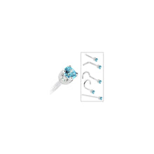 Solid 14K White Gold 2mm Mint Green Cubic Zirconia Nose Ring