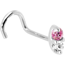 14k White Gold 1.5mm Genuine Pink Sapphire Diamond Marquise Nose Ring