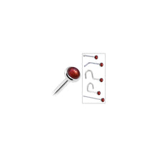 Solid 14K White Gold 2mm Red Garnet Nose Ring