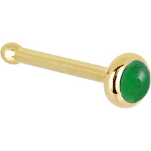 Solid 14K Yellow Gold 2mm Jade Nose Ring