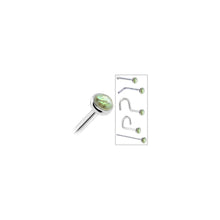 Solid 14K White Gold 2mm Labradorite Nose Ring