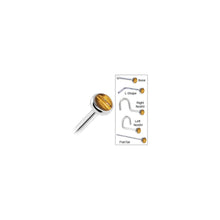 Solid 14K White Gold 2mm Tiger Eye Nose Ring