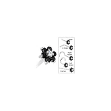 Solid 14K White Gold Black and Clear Cubic Zirconia Flower Nose Ring