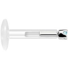 Solid 14K White Gold March 1.5mm CZ Bioplast Push in Labret Monroe