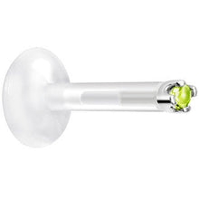 Solid 14K White Gold August 1.5mm CZ Bioplast Push in Labret Monroe