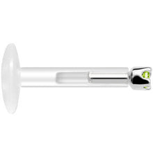 Solid 14K White Gold August 1.5mm CZ Bioplast Push in Labret Monroe